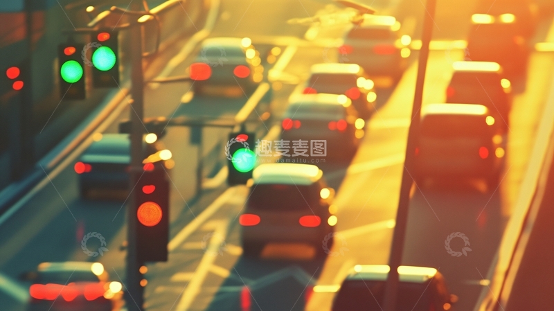 高清大图下载【趣麦麦图】下班高峰时段交通堵塞