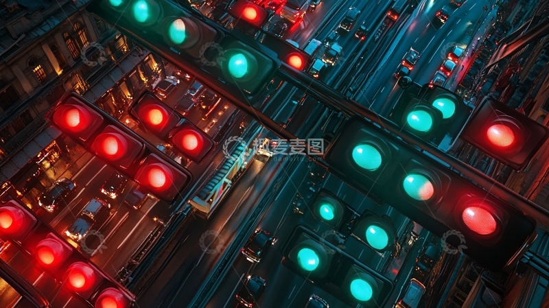 高清大图下载【趣麦麦图】智能交通信号