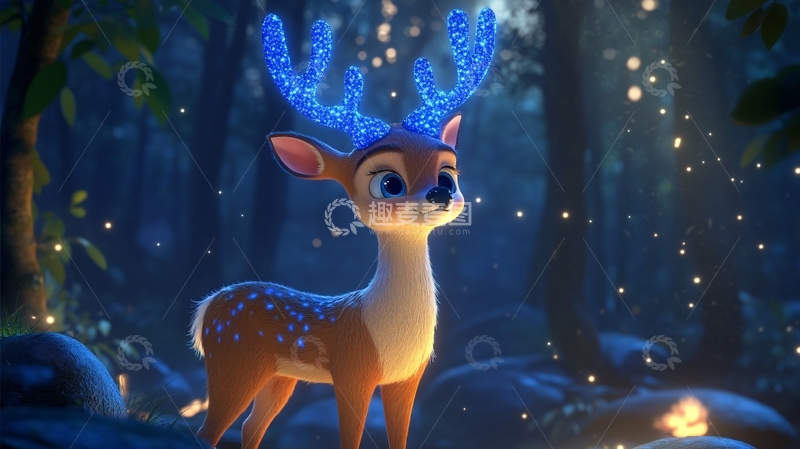高清大图下载【趣麦麦图】灵动麋鹿精灵