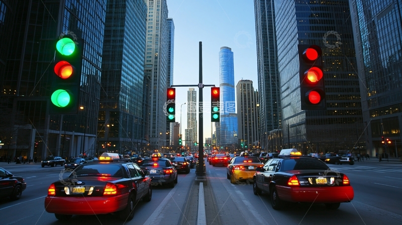 高清大图下载【趣麦麦图】等红灯的汽车