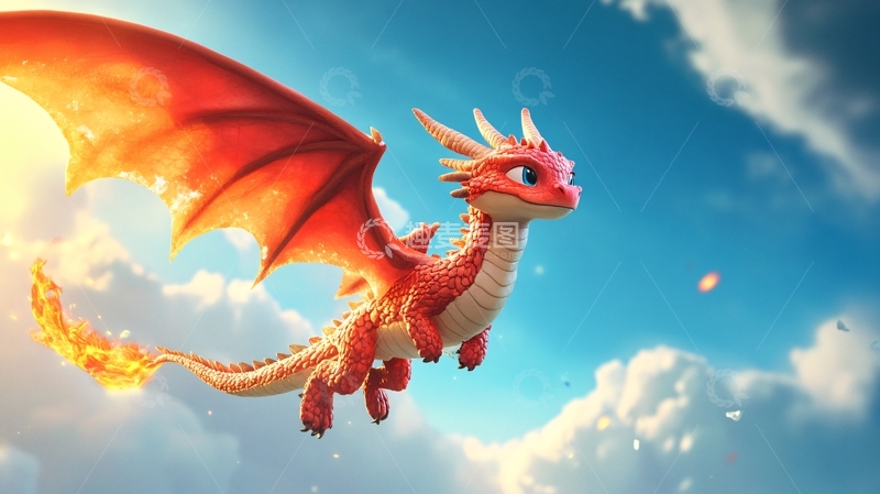 高清大图下载【趣麦麦图】飞龙在天插画4