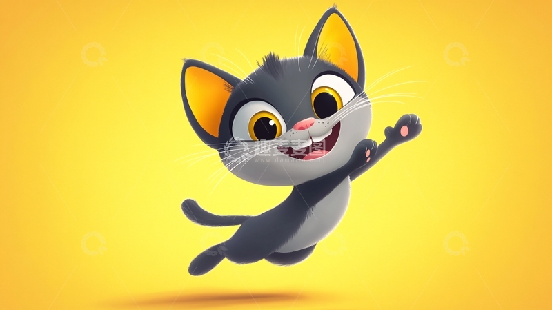 高清大图下载【趣麦麦图】开心的猫插画