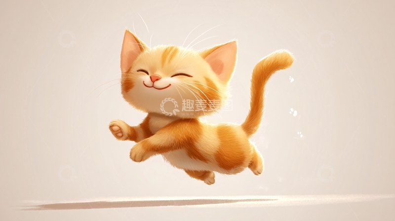 高清大图下载【趣麦麦图】开心的猫插画1
