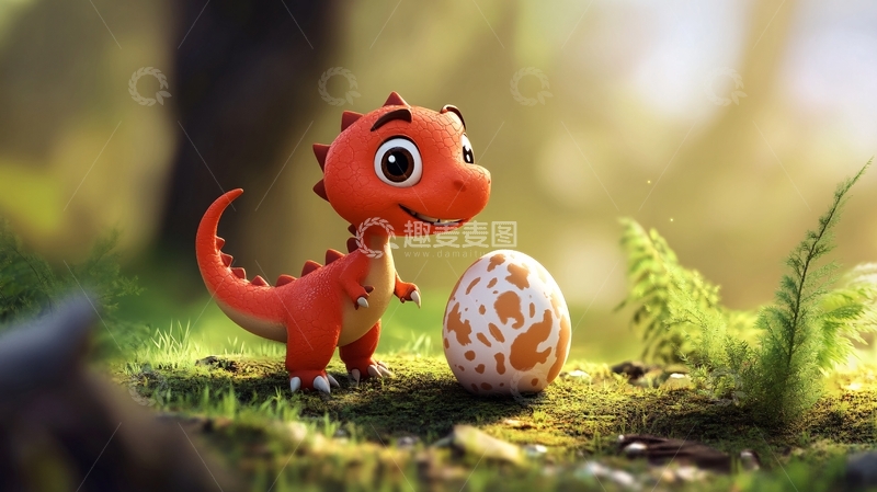高清大图下载【趣麦麦图】恐龙蛋宝宝