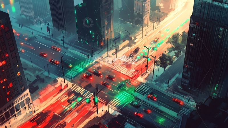 高清大图下载【趣麦麦图】城市十字路口1