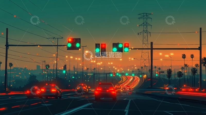 高清大图下载【趣麦麦图】夜景交通信号灯