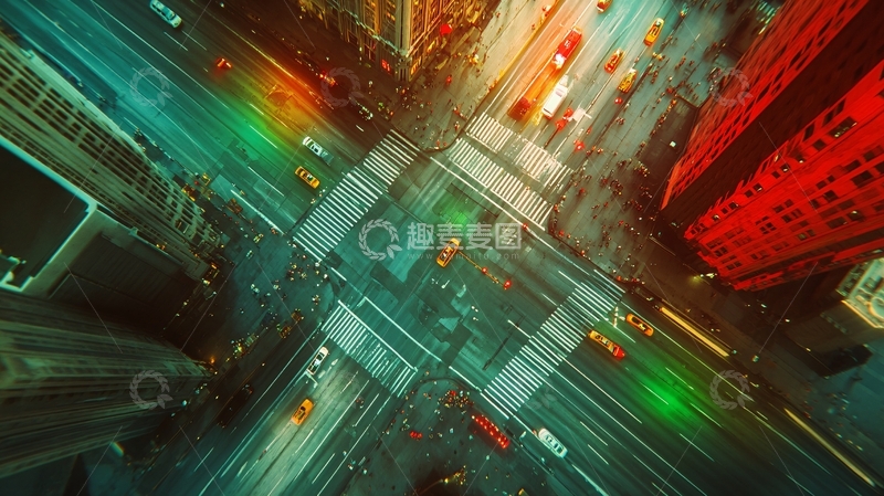 高清大图下载【趣麦麦图】城市红灯路口21
