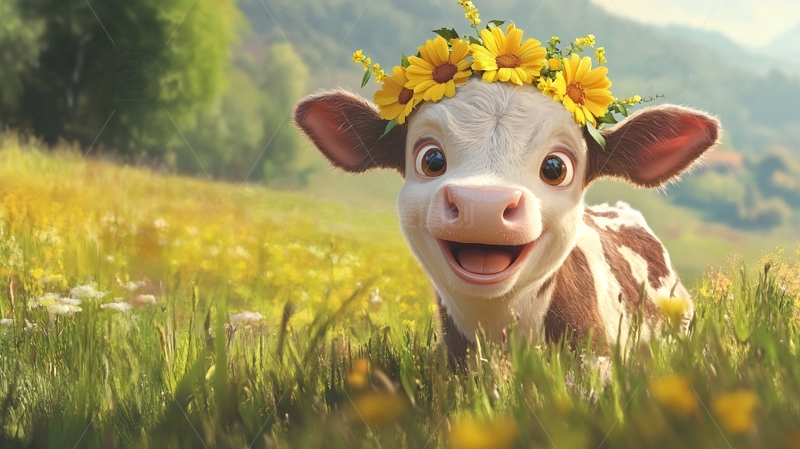 高清大图下载【趣麦麦图】开心小牛头像1