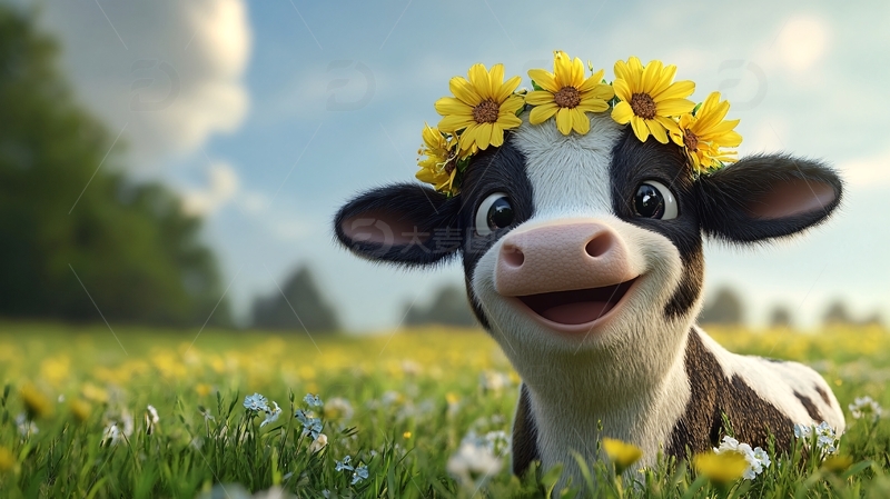 高清大图下载【趣麦麦图】开心小牛头像2