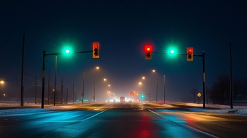 夜晚红绿灯路口12