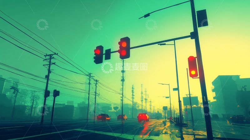 高清大图下载【趣麦麦图】红绿灯街道