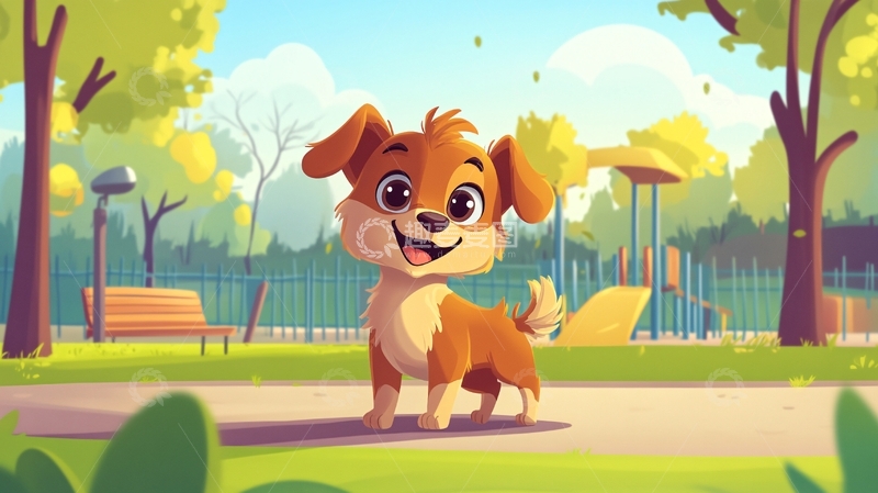 高清大图下载【趣麦麦图】开心小狗插画1