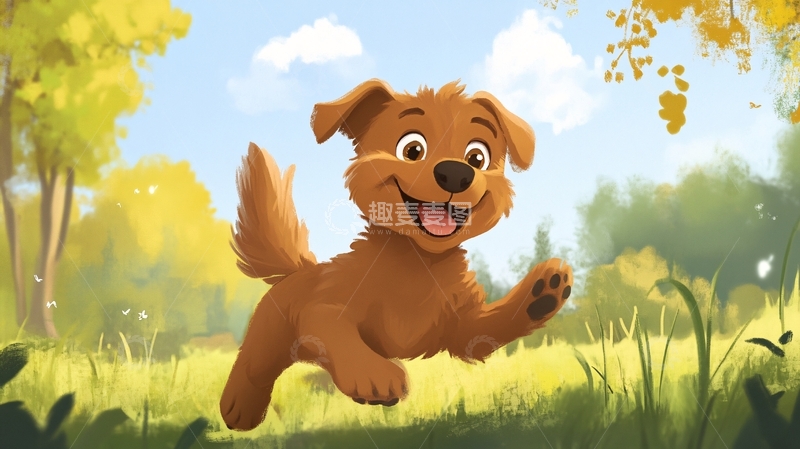 高清大图下载【趣麦麦图】开心小狗插画