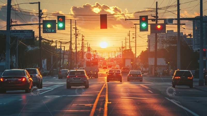 高清大图下载【趣麦麦图】交通夕阳4