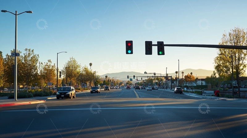 高清大图下载【趣麦麦图】马路红绿灯路口1