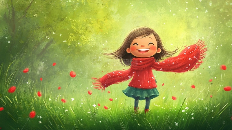 快乐的小女孩插画1