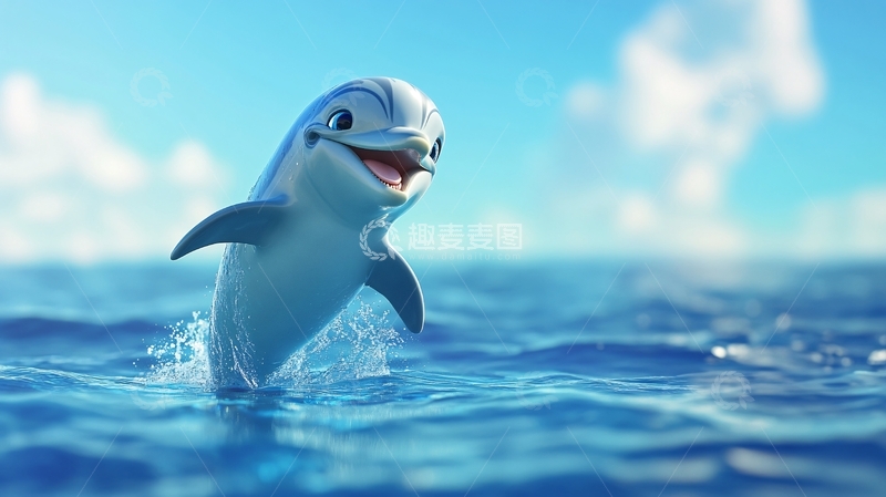高清大图下载【趣麦麦图】小海豚跃出海面2
