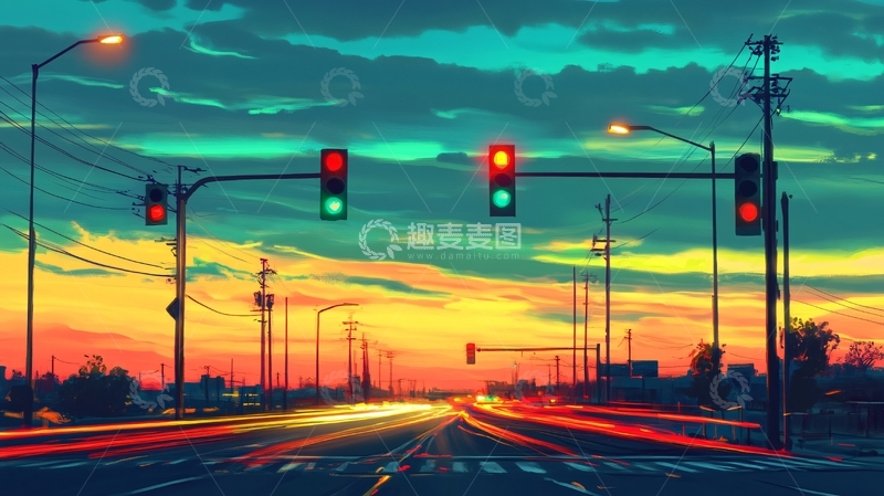 高清大图下载【趣麦麦图】红绿灯插画5