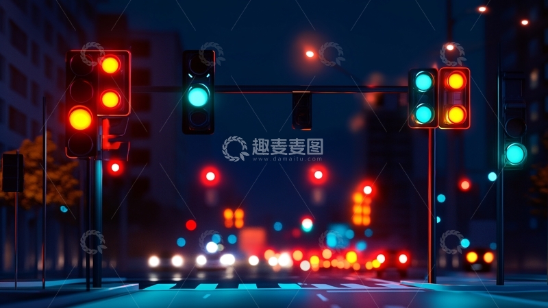 高清大图下载【趣麦麦图】红绿灯插画10