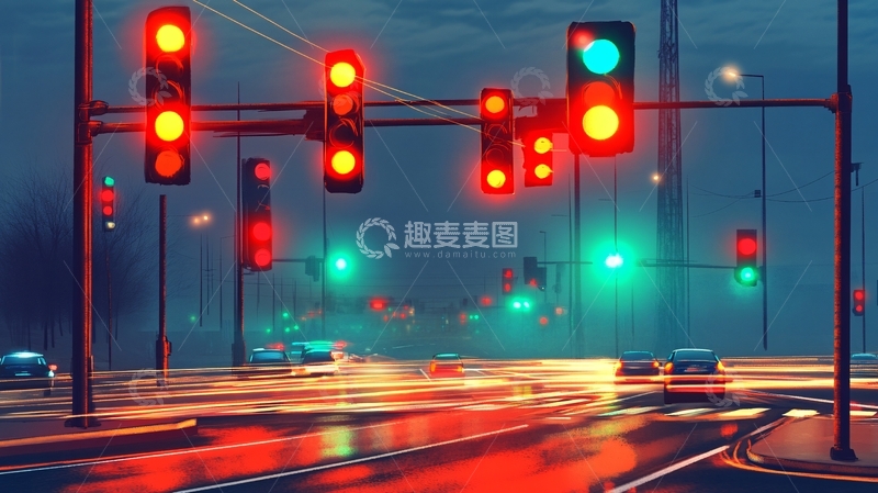 高清大图下载【趣麦麦图】城市红灯路口30