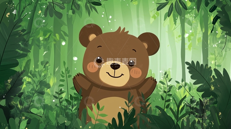 高清大图下载【趣麦麦图】原创小棕熊卡通