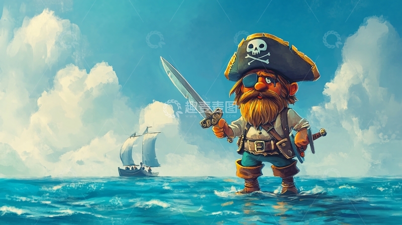 高清大图下载【趣麦麦图】插画海盗