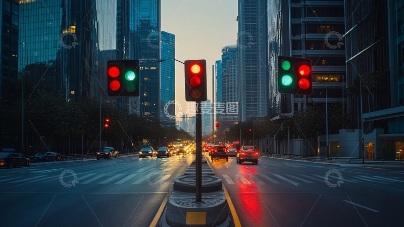 高清大图下载【趣麦麦图】城市红灯路口29