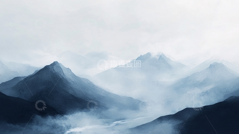 高清大图下载【趣麦麦图】蓝调远山背景21