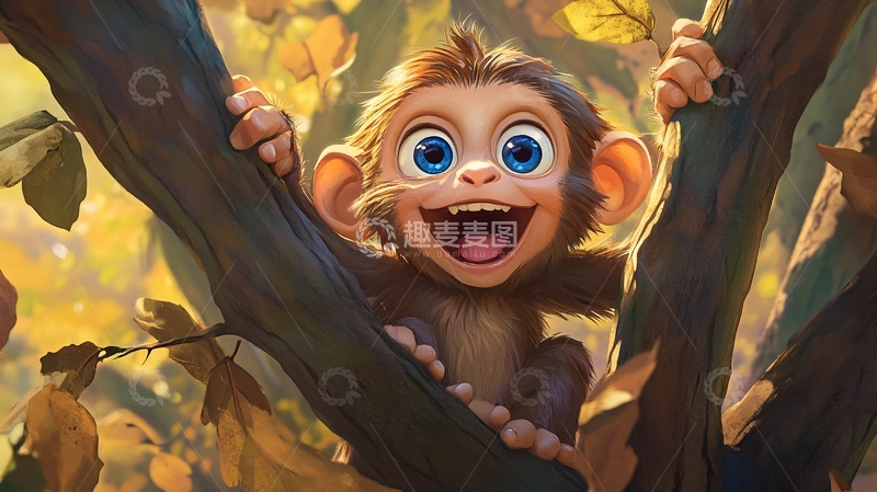 高清大图下载【趣麦麦图】原创小猴插画8