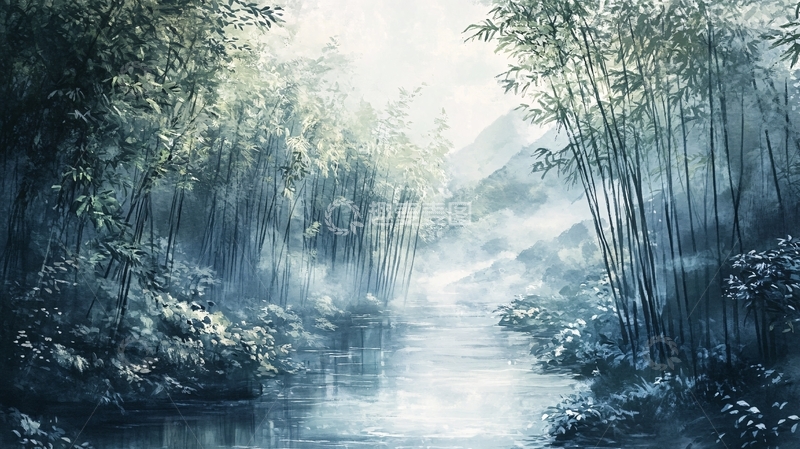 高清大图下载【趣麦麦图】竹林意境图