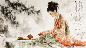 古风美女喝茶