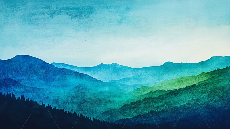 高清大图下载【趣麦麦图】青色色调山水1