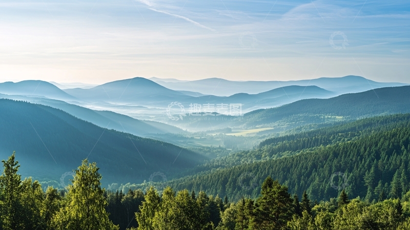 高清大图下载【趣麦麦图】林海清晨