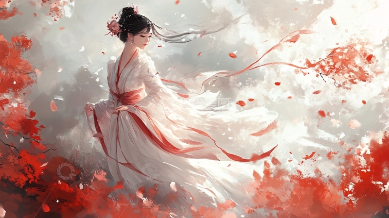 高清大图下载【趣麦麦图】红衣少女设计古风14