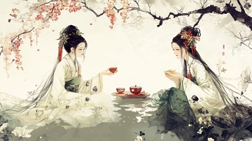 古风美女喝茶1