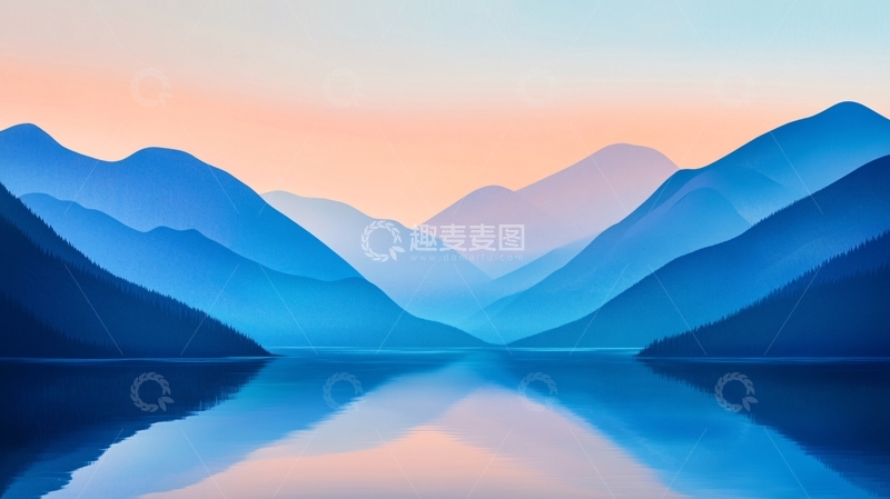 高清大图下载【趣麦麦图】蓝调山水风景6