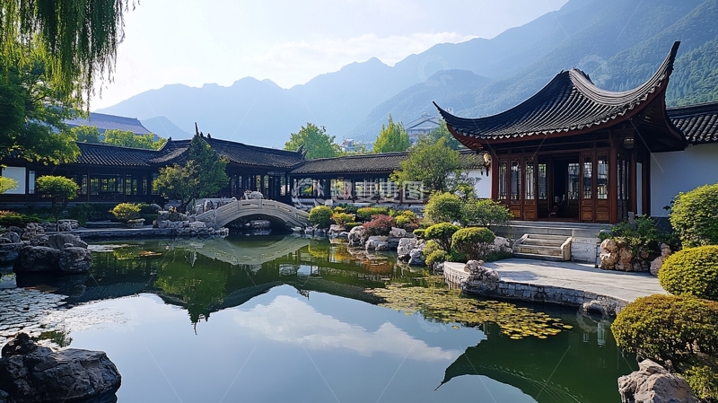 高清大图下载【趣麦麦图】中式园林山庄园林酒店1