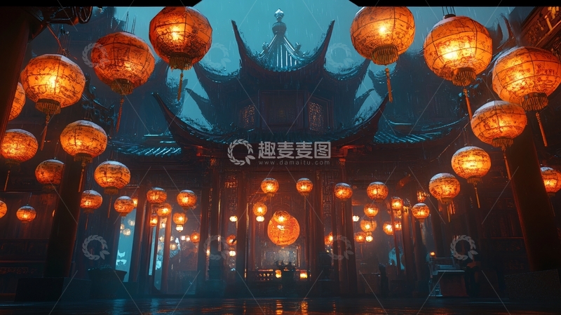 高清大图下载【趣麦麦图】宫殿楼阁仙境仙人大殿1