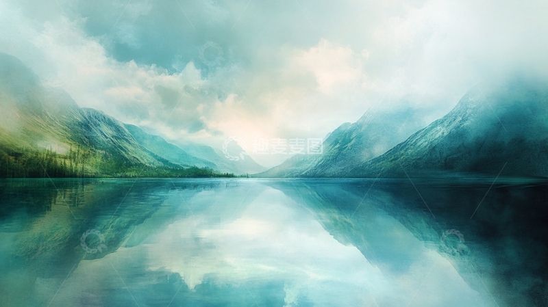 高清大图下载【趣麦麦图】唯美朦胧湖景6