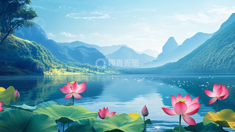 高清大图下载【趣麦麦图】荷花背景1