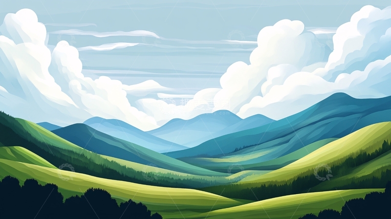 高清大图下载【趣麦麦图】山风景插画包装8
