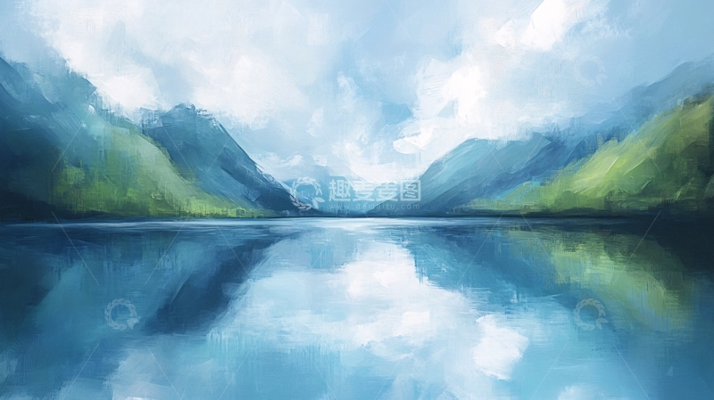 高清大图下载【趣麦麦图】山湖插画19