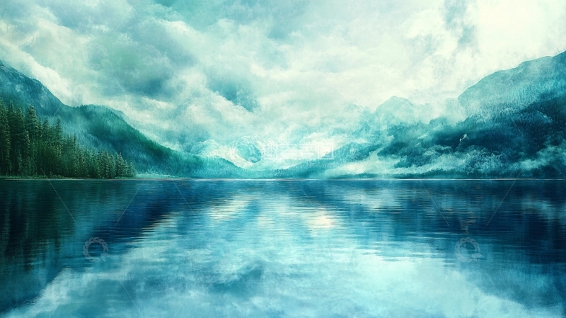 高清大图下载【趣麦麦图】乌云群山湖泊