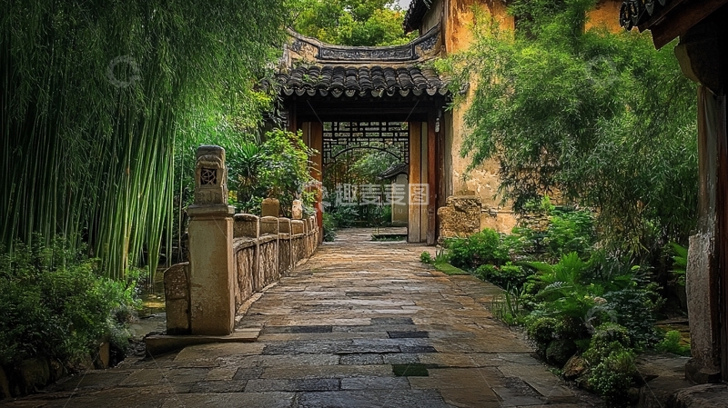 高清大图下载【趣麦麦图】竹园小路门洞