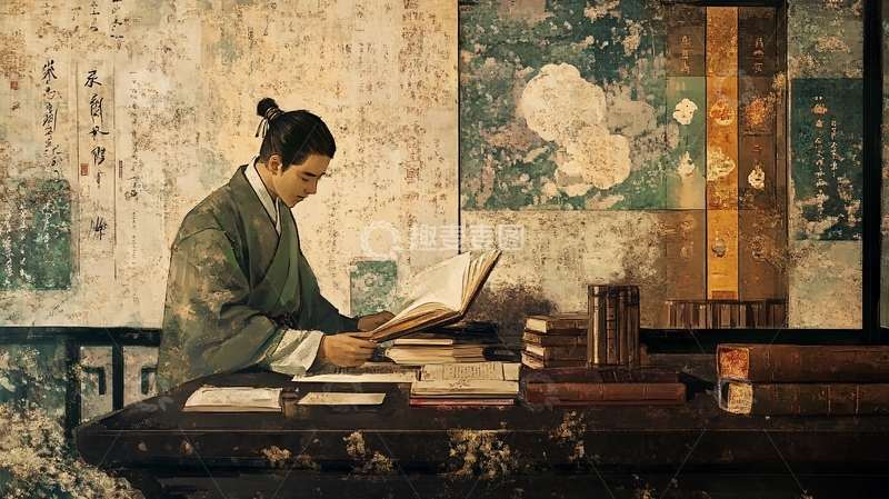 高清大图下载【趣麦麦图】书生读书人
