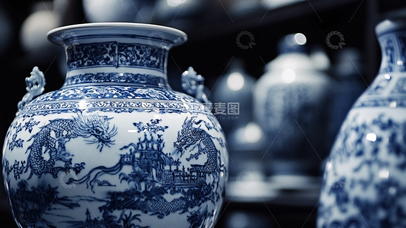 高清大图下载【趣麦麦图】青花博古