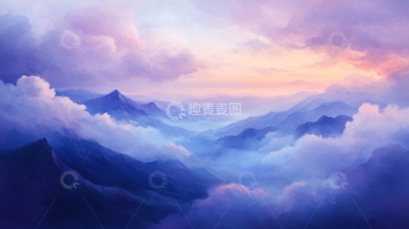 高清大图下载【趣麦麦图】唯美云山风景画9