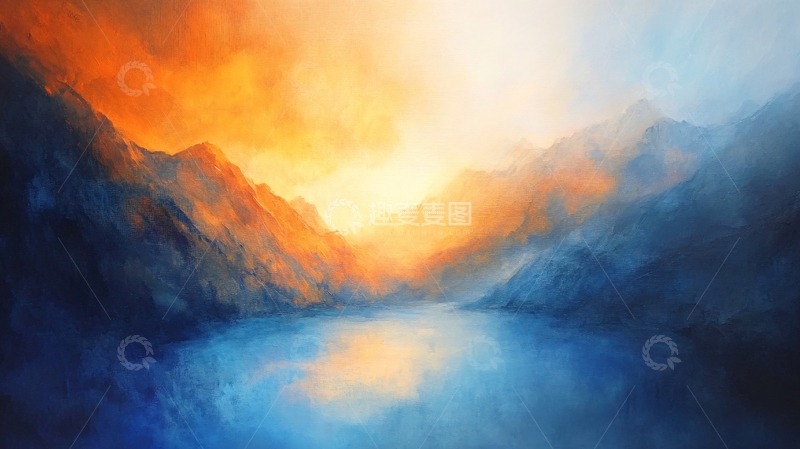 高清大图下载【趣麦麦图】烟雾缭绕意境山水画1