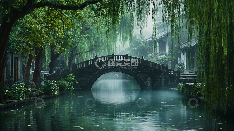 高清大图下载【趣麦麦图】烟雨小桥