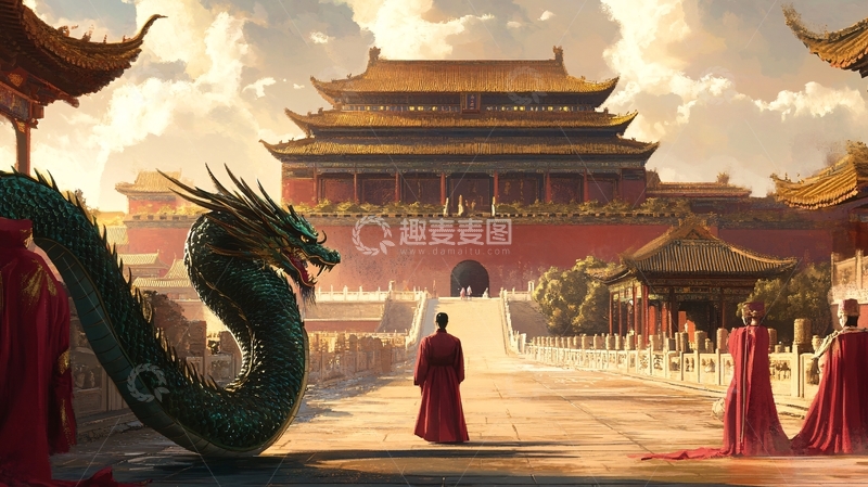 高清大图下载【趣麦麦图】太庙插画